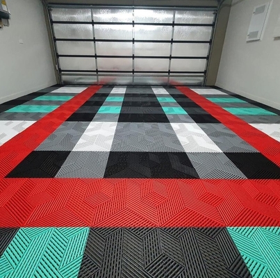 Garagetrac vloertegels 0,7 inch Zwarte vinyl vergrendeling Garage vloertegels