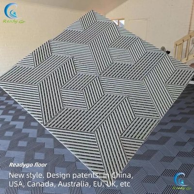 Brandbestendige vergrendeling Garage vloertegels Makkelijk te installeren 15,75 x 15,75 inch 3D kubus Zwart 0,7 inch Dikte